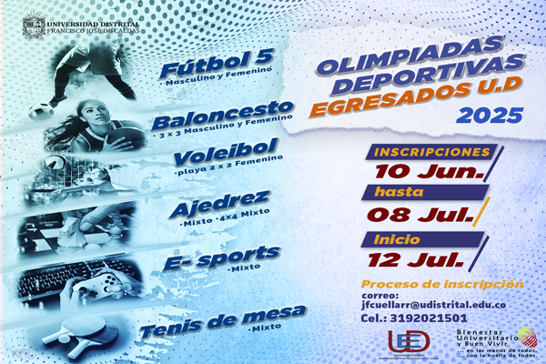 Imagen decaorativa noticia ¡Abiertas las Inscripciones para las Olimpiadas Deportivas para Egresados de la Universidad Distrital!