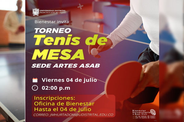 Imagen decaorativa noticia Bienestar Invita: Torneo Tenis de Mesa Sede Artes Asab