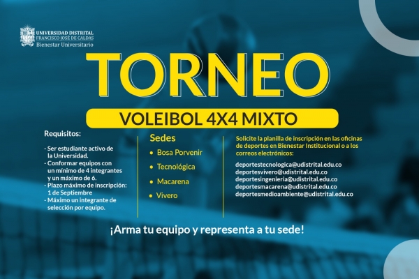 publicación Inscripciones abiertas Torneo de Voleibol 4x4 Mixto